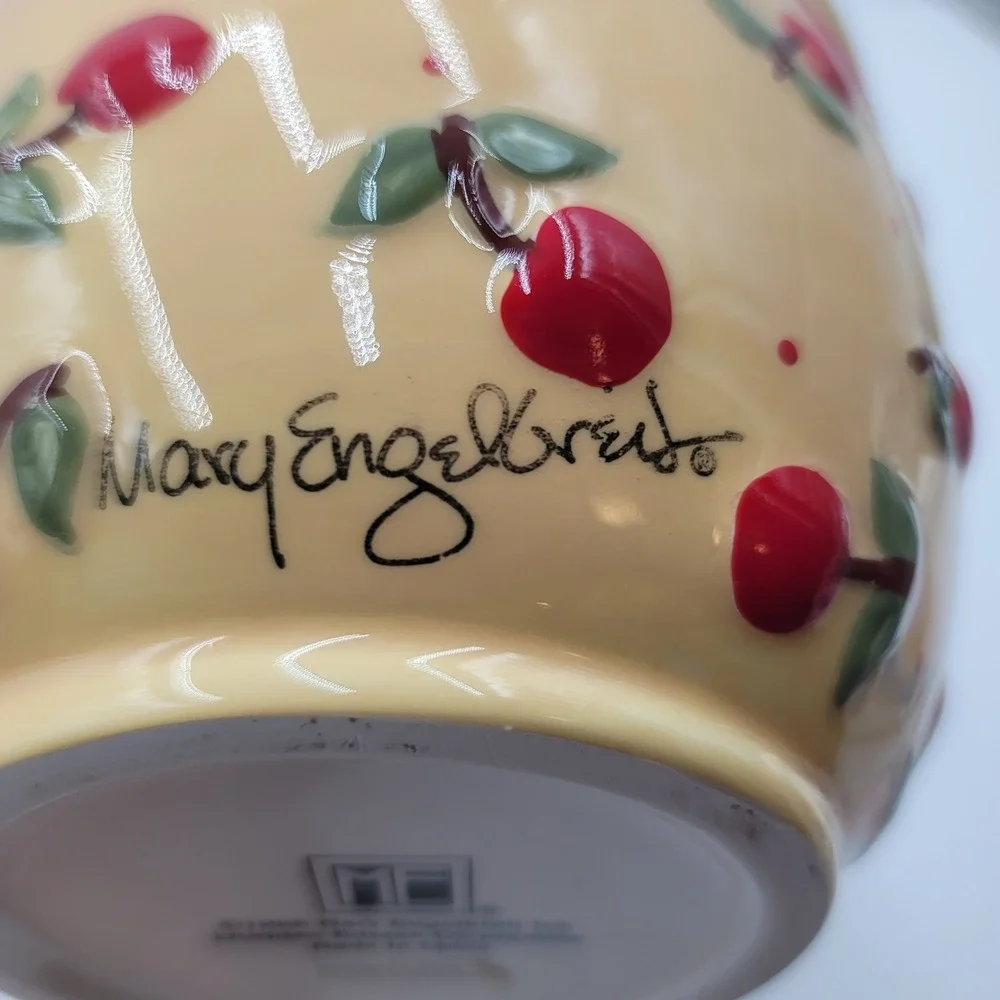 Mary Engelbreit Enesco Cherries Canister Set of 3 VTG 1998 Kitchen Jars 969036
